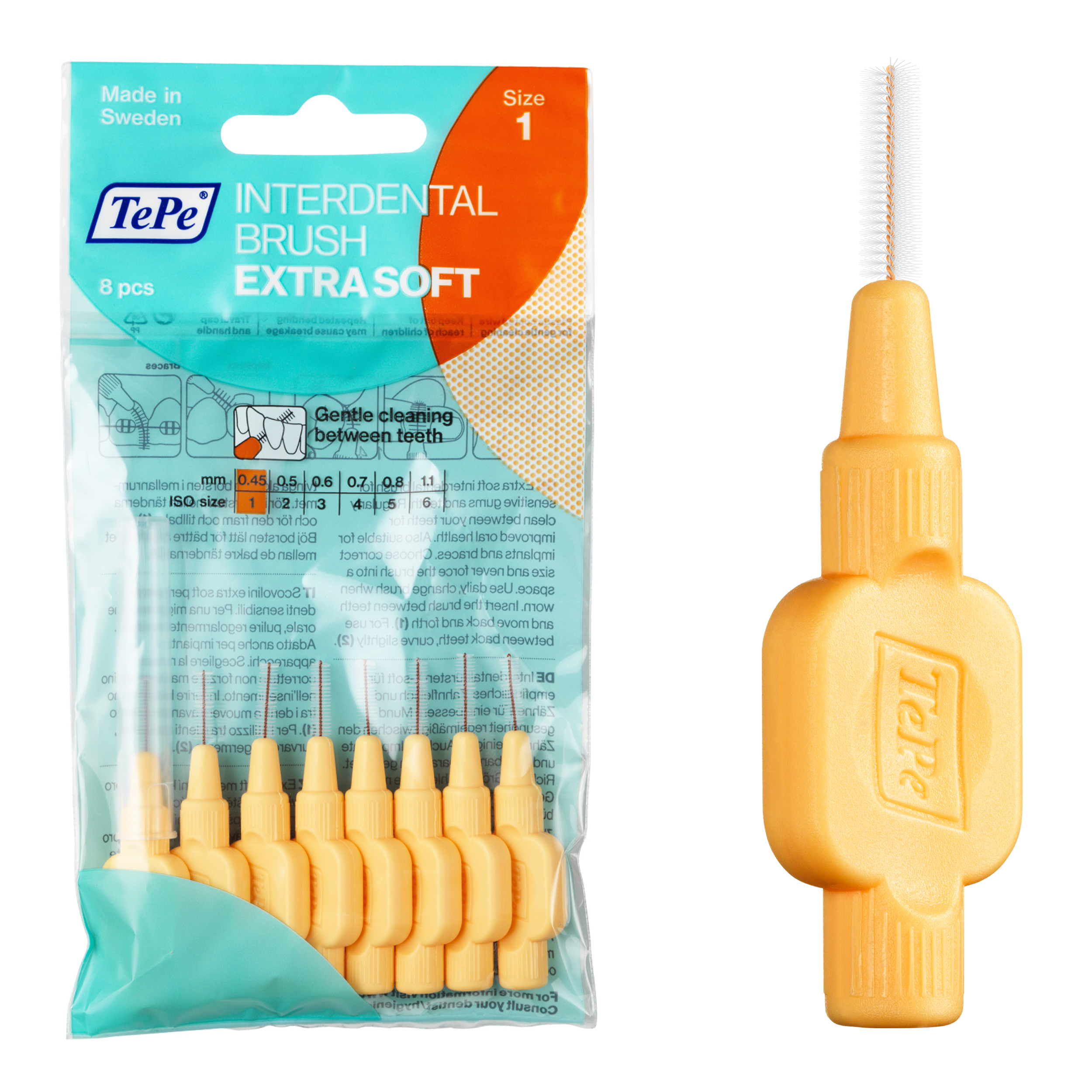 TePe® Interdental Brushes Extra Soft Orange - 0.45 mm (ISO 1