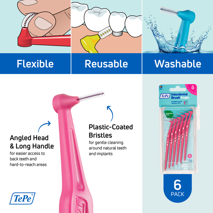 TePe Angle™ Interdental Brushes Pink - 0.4 mm (ISO 0)